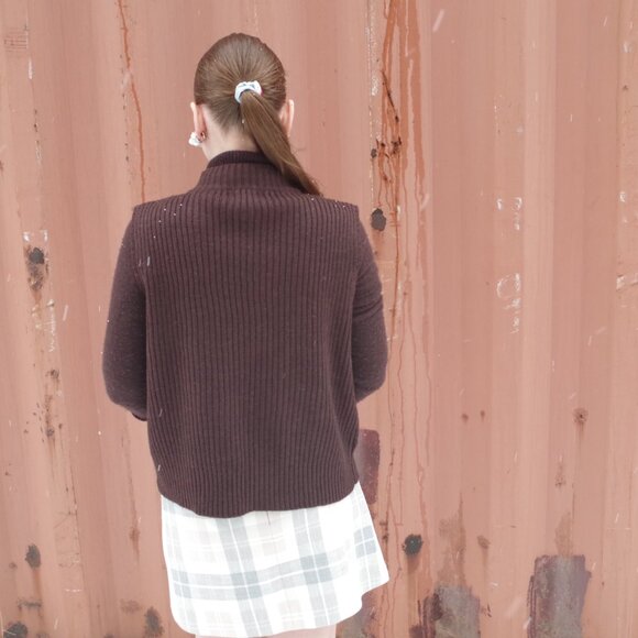 Beautiful  Vintage Chocolate Brown Front Leather Vest Size small, back and trim - Picture 7 of 13